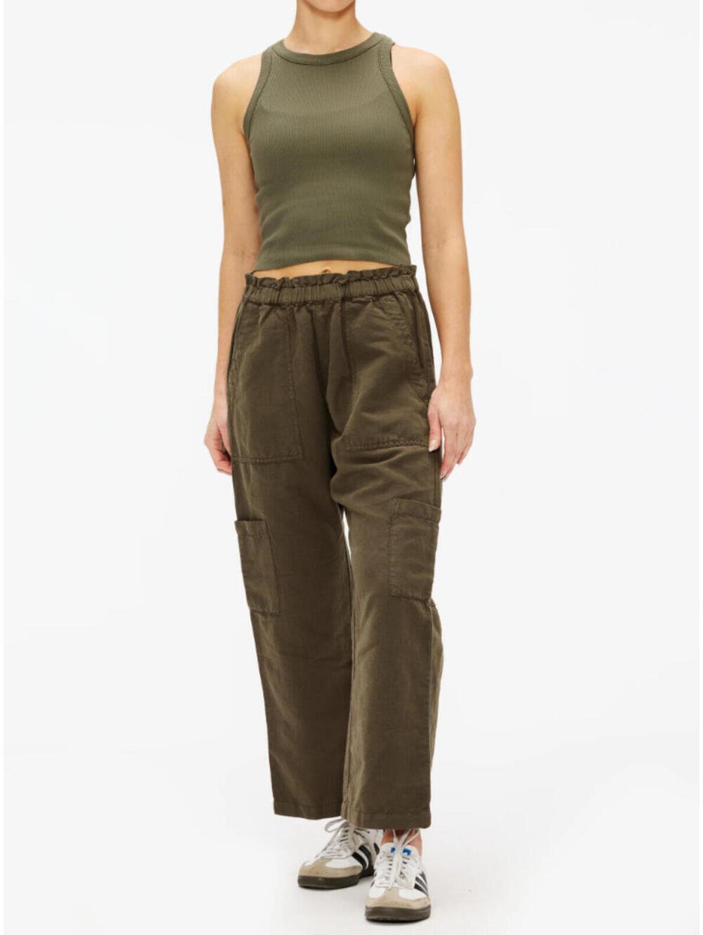 NSF Shailey PaperBag Waist Pant in Olive, $345, NWT, Size Medium, #106